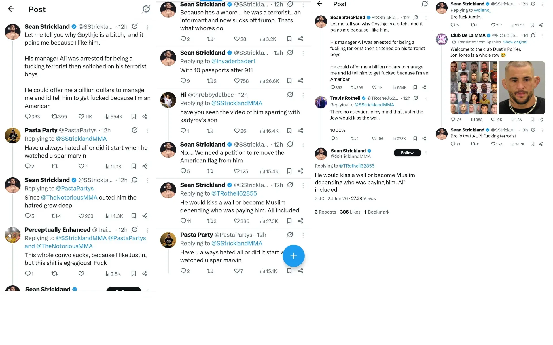 Sean Strickland tweets screenshots
